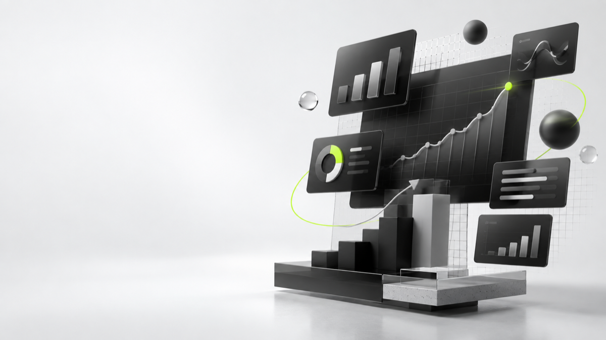 Abstract monochrome marketing analytics composition